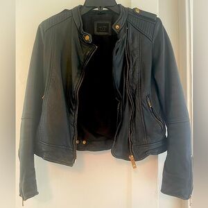 Zara sheepskin leather moto style jacket